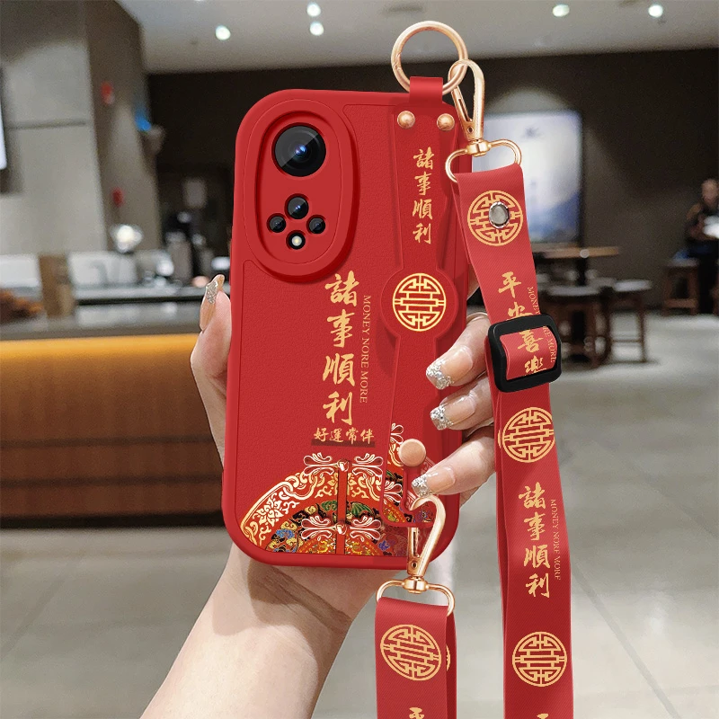 华为荣耀50手机壳50se斜挎腕带挂绳50pro全包防摔honor硅胶软壳女