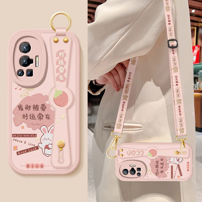 vivox70手机壳x70pro斜挎腕带挂绳x70t全包防摔保护套硅胶软壳女