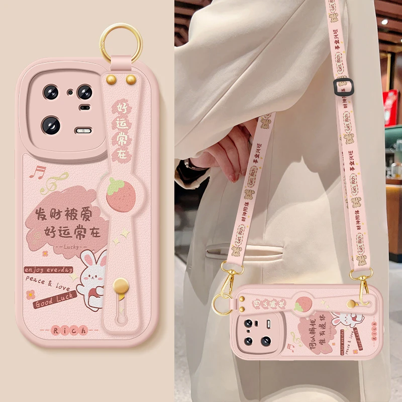 小米13手机壳Mi13斜挎腕带挂绳13pro全包防摔保护套硅胶软壳女款