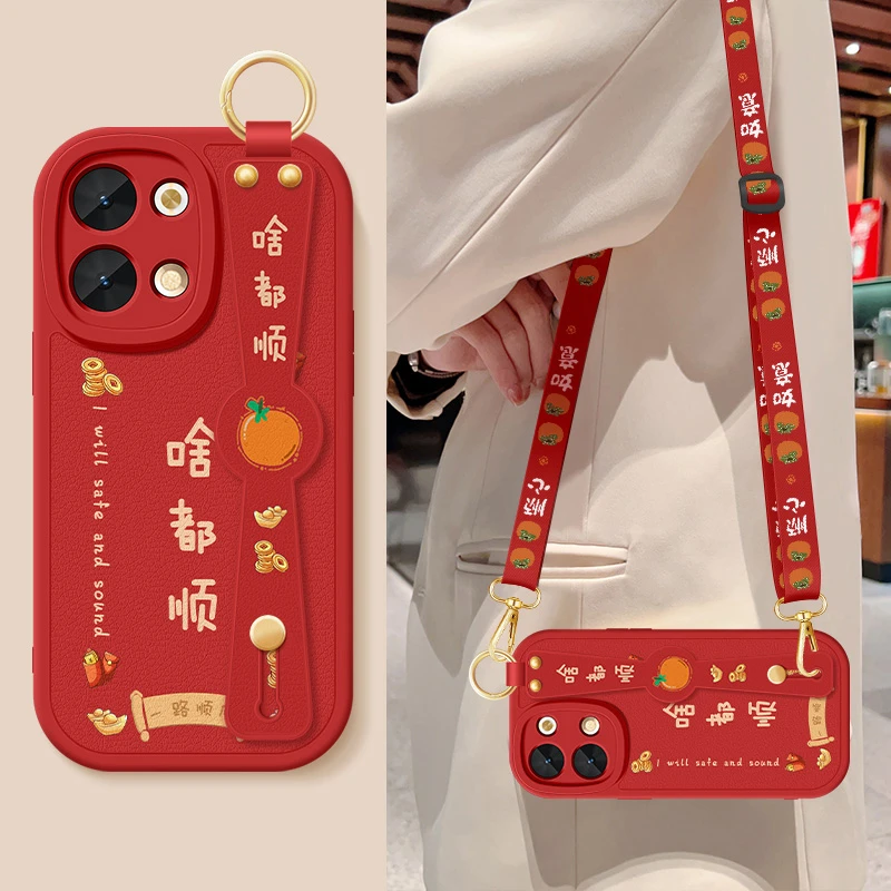 opporeno9手机壳reno9pro斜挎腕带挂绳reno9pro+全包防摔硅胶软壳