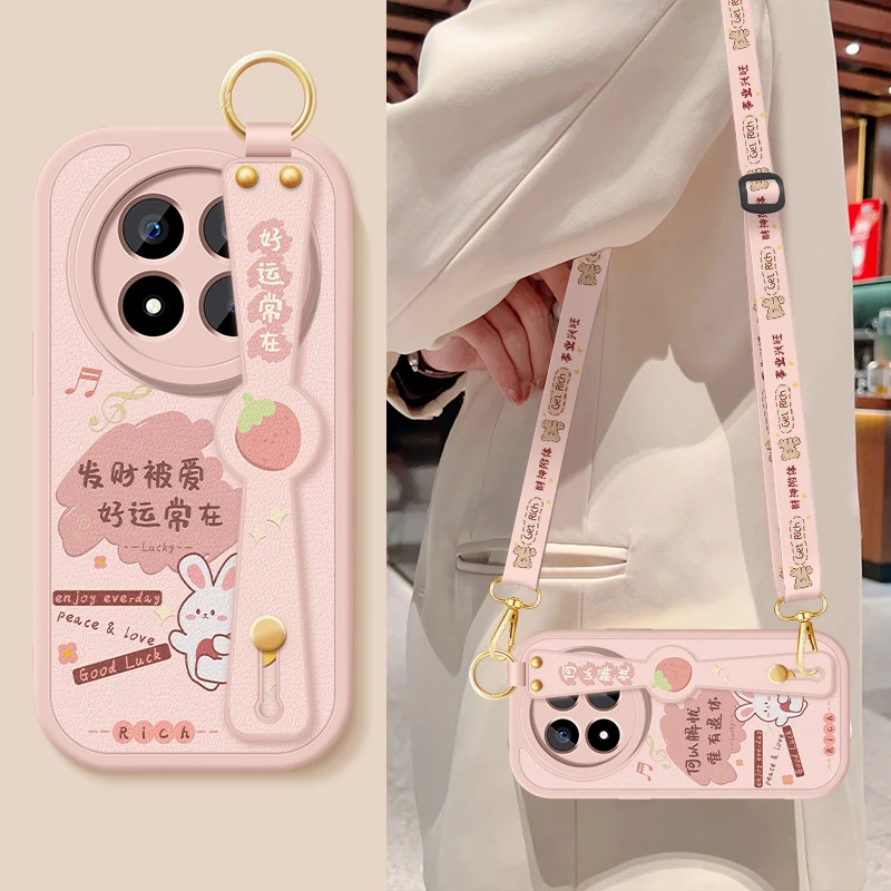 小米红米note14手机壳斜挎挂绳note14pro+腕带全包防摔保护套新款