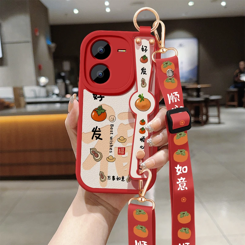 vivoy37手机壳新款y37m斜挎腕带y37pro全包防摔保护套硅胶软壳女