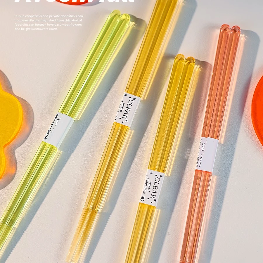 彩色树脂筷子瓷筷防滑防霉一人一双专用筷水晶尖头特别好看的高档