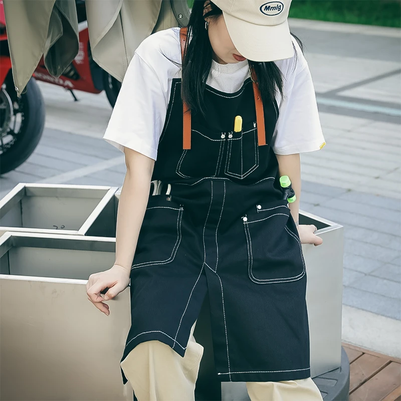 三木青禾咖啡工装咖啡厅餐饮做饭专用工作服男女定制logo印字