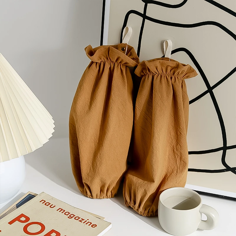 纯棉ins袖套女防泼水束口文艺防脏厨房时尚纯色简约可挂护袖长袖