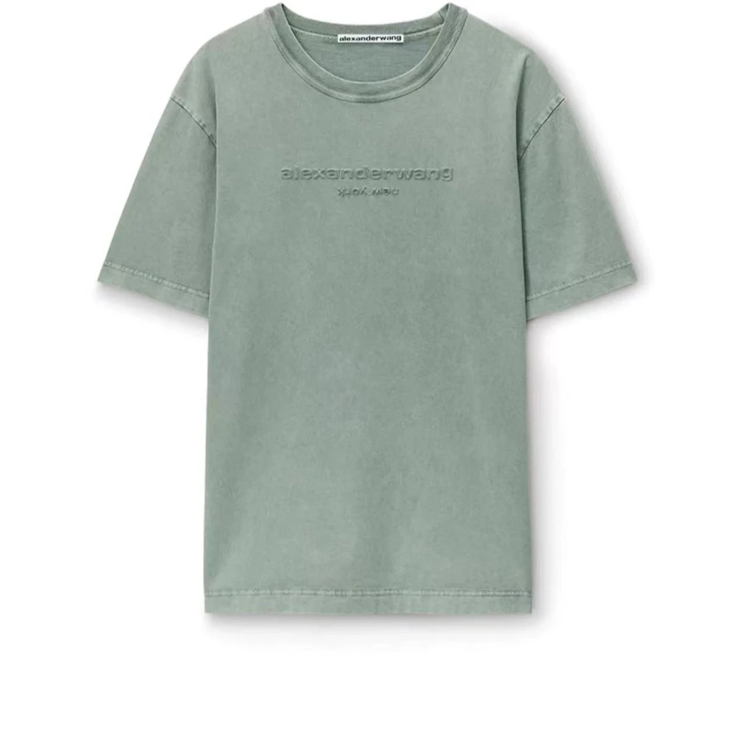 奢邦/alexander wang/中性平纹针织布酸洗短袖