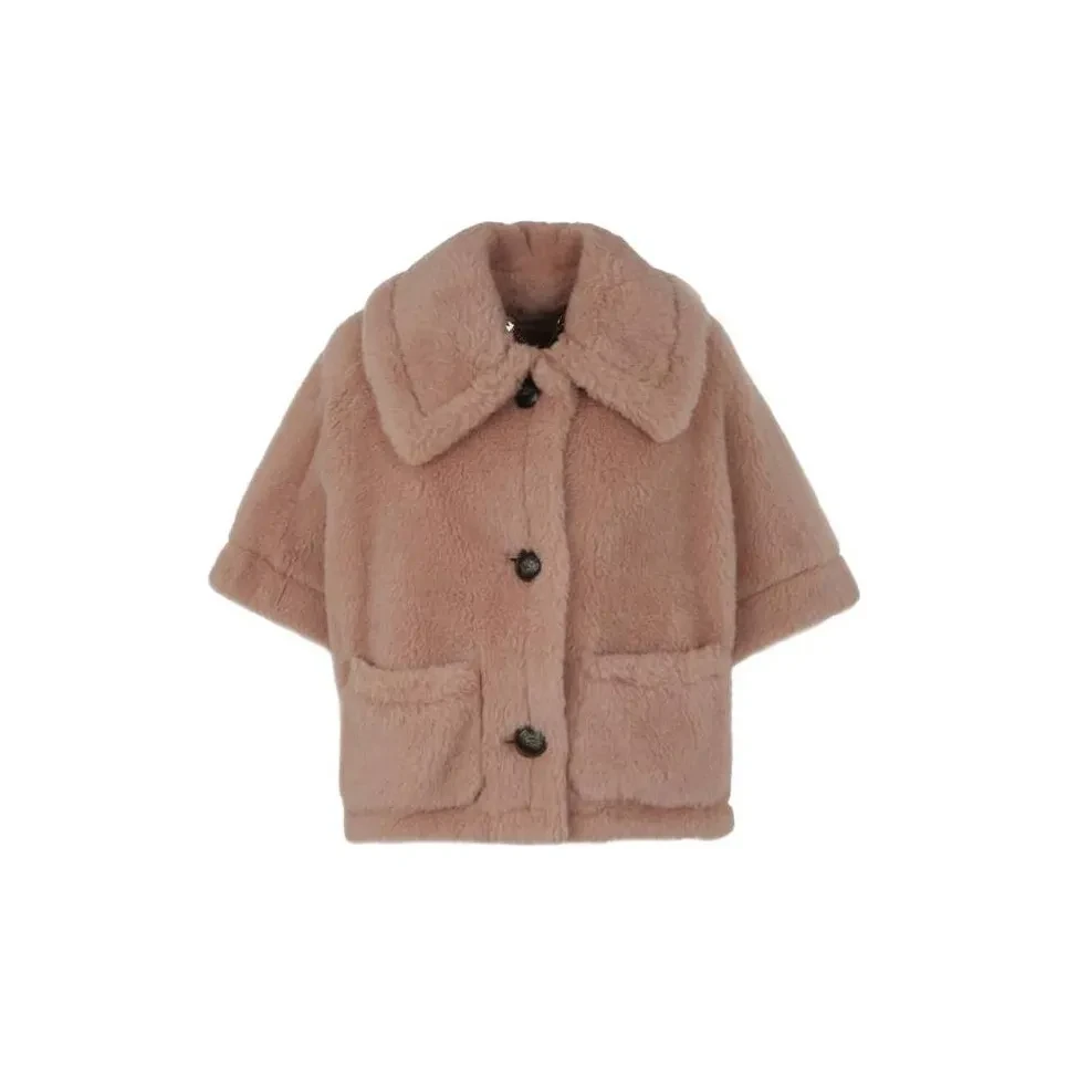 奢邦/MaxMara 纯色单排扣合身短袖夹克外套 女款 粉紫色