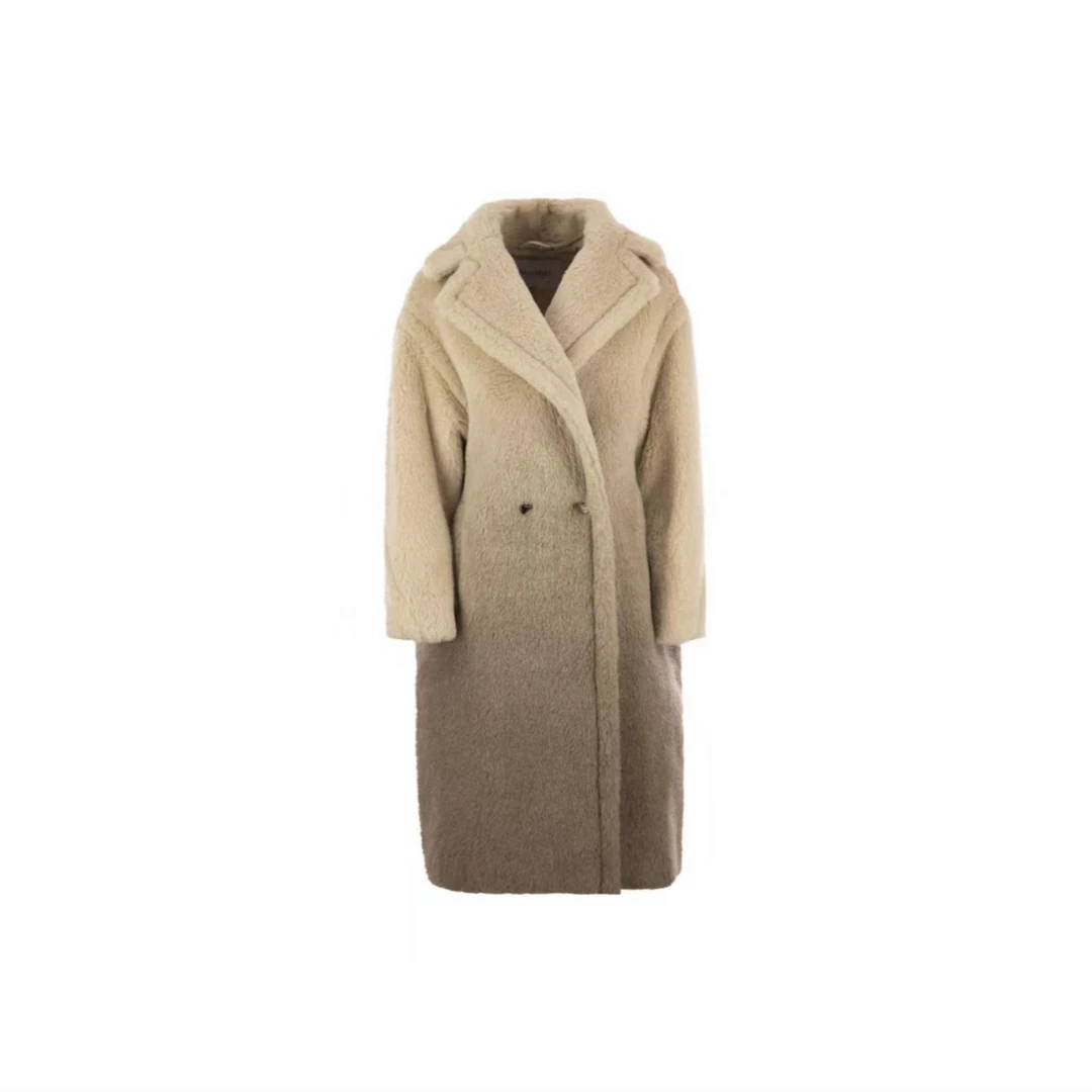 奢邦/MaxMara/渐变双排扣休闲运动大衣泰迪