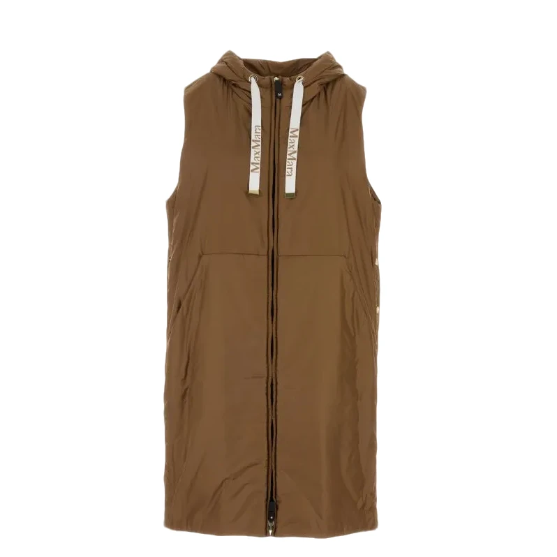 未使用 MaxMara The Cube 纯色连帽抽绳长款马甲 女款