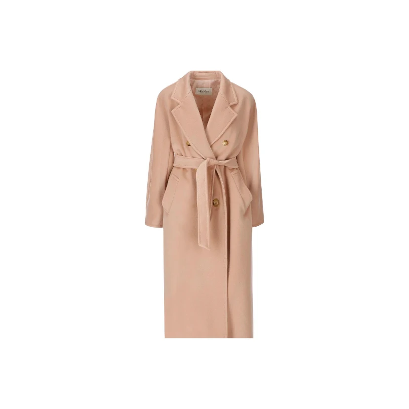 奢邦/WEEKEND MaxMara Filly系列 双排扣纯色翻领大衣 女款 驼色