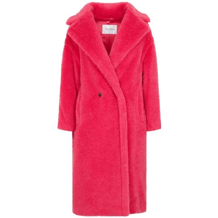 奢邦/MaxMara Tedgirl系列 泰迪熊纯色羊毛混纺双面毛呢大衣