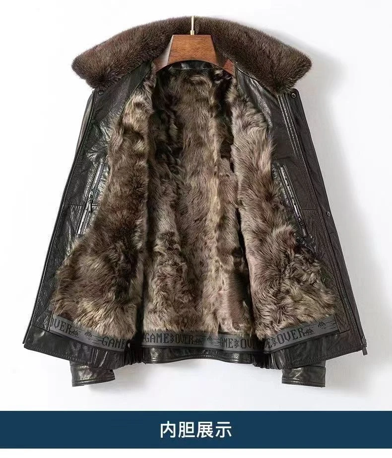 X21533海宁男士真皮头层牛皮可拆卸内胆真皮外套