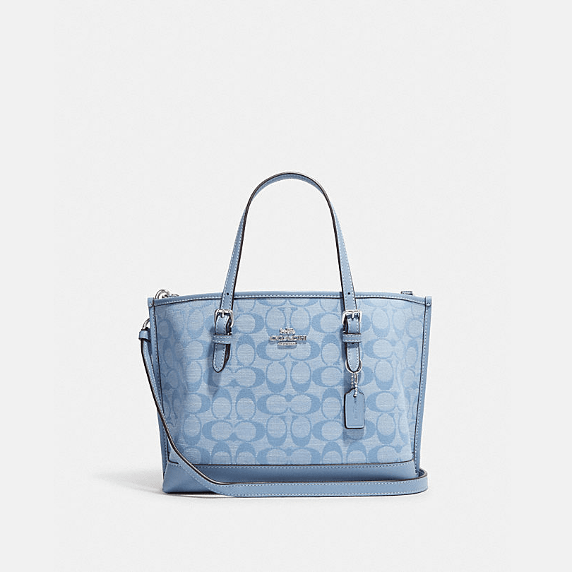 COACH/蔻驰 女士经典标志MOLLIE 25 托特单肩包 CH228 浅蓝香布蕾
