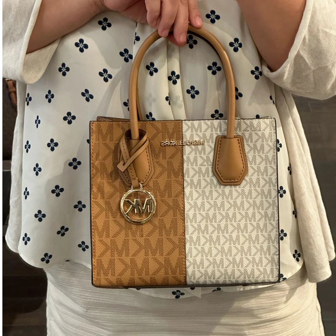 MICHAEL KORS/迈克高仕 MK Mercer琴谱包白黄拼色手提 22*19*10cm