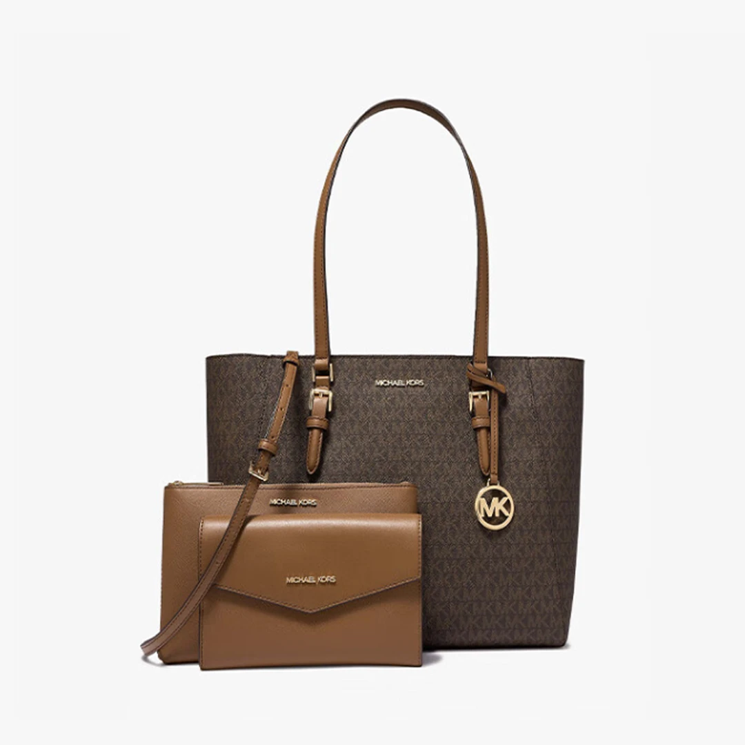 MICHAEL KORS/迈克高仕 MK Charlotte托特三件套深棕焦糖34*28*13