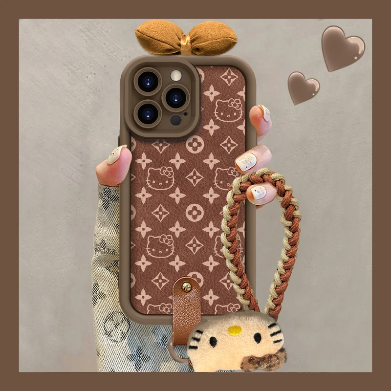 适用于苹果16简约猫咪手机壳oppo华为vivo流行小羊皮松弛感可爱女