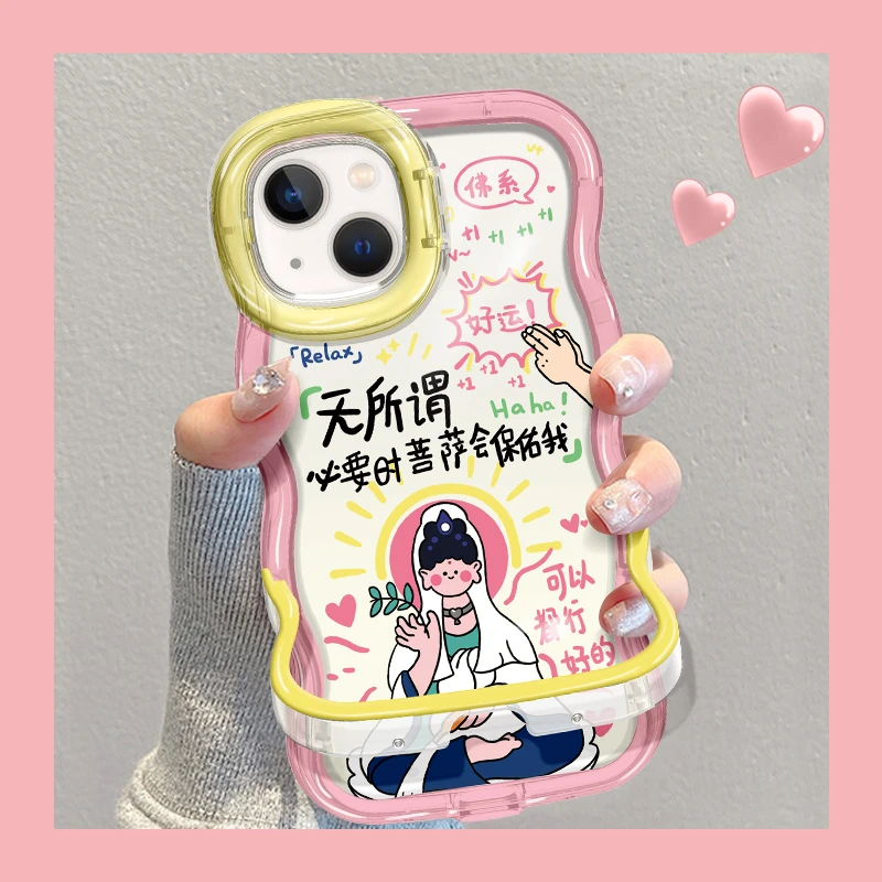 创意菩萨手机壳适用于iPhone13pro网红爆款苹果15pro双支架14/12