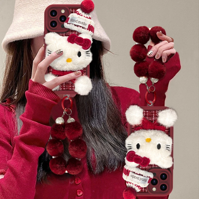 可爱KT猫手机壳适用于苹果16/15/12创意贴布13/14流行网红个性女