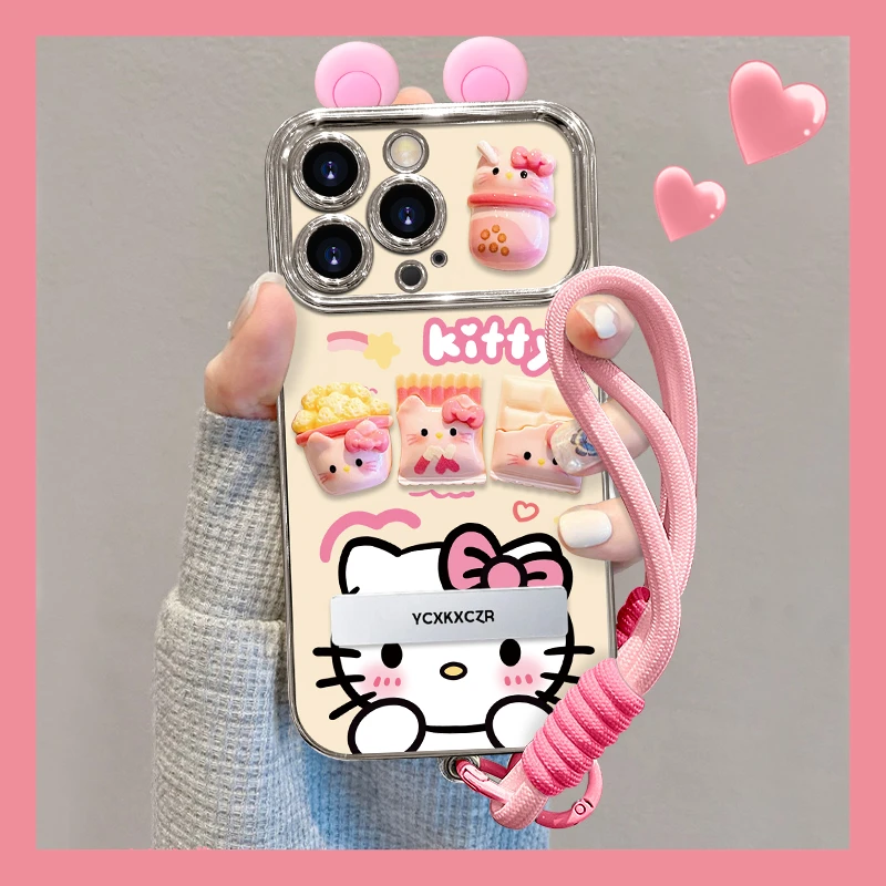 适用于苹果16猫咪可爱手机壳OPPO华为VIVO卡通少女心硅胶防摔新款