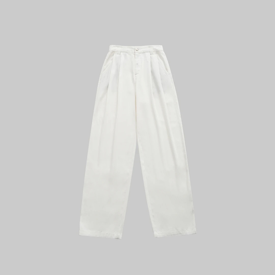 垂感裤子阔腿裤休闲裤白色高腰时尚百搭88125