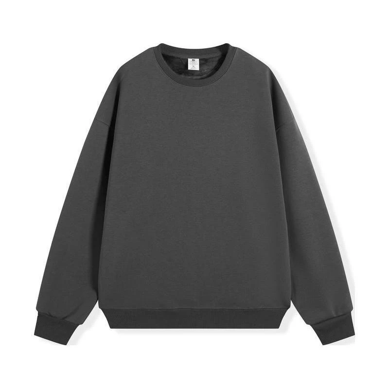 450g重磅纯棉墨绿色圆领卫衣男女复古绿宽松休闲打底上衣春秋款潮