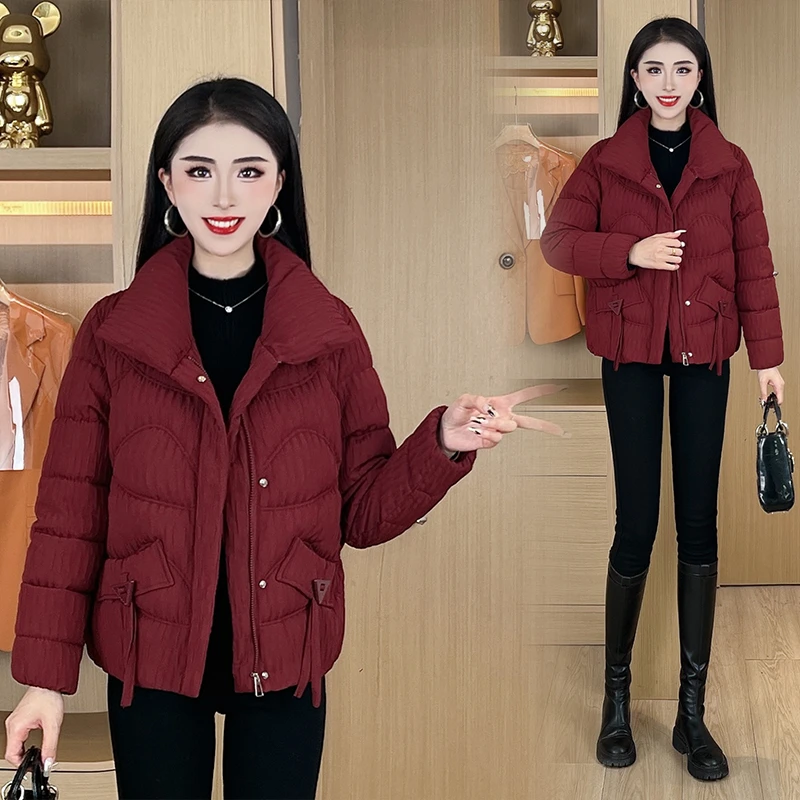 设计感短款立领棉服女冬季2024新款洋气加厚保暖时尚外套#SG809