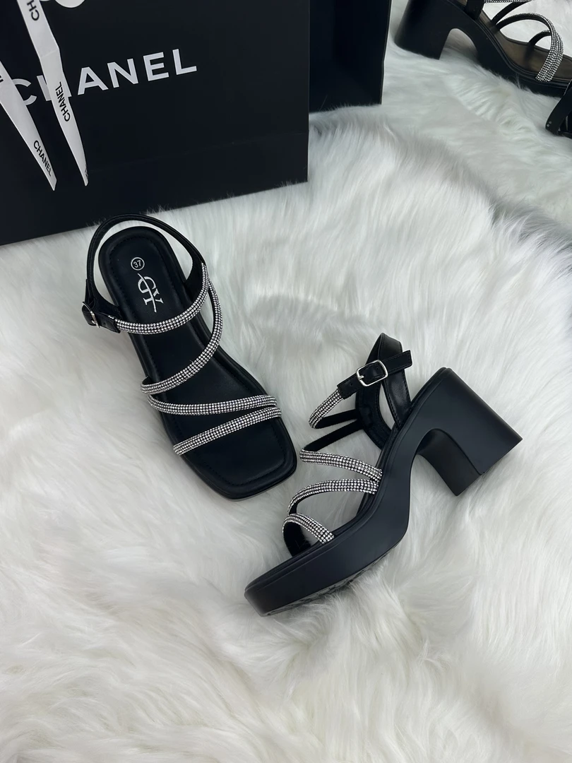 G&Y  8公分厚底满砖小众设计师款水砖凉鞋高跟一字带露趾夏季女鞋