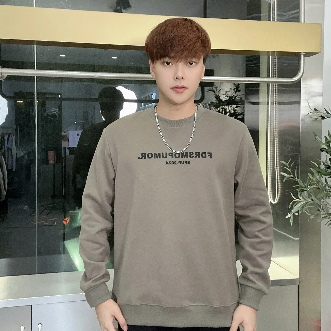 2023秋冬新款字母胶印简约时尚男士百搭休闲圆领卫衣101