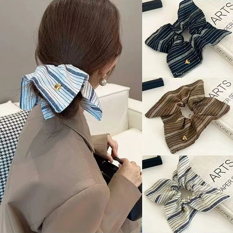 韩系简约精美温柔气质小香甜美弹力方巾发饰大肠发圈少女马尾头饰