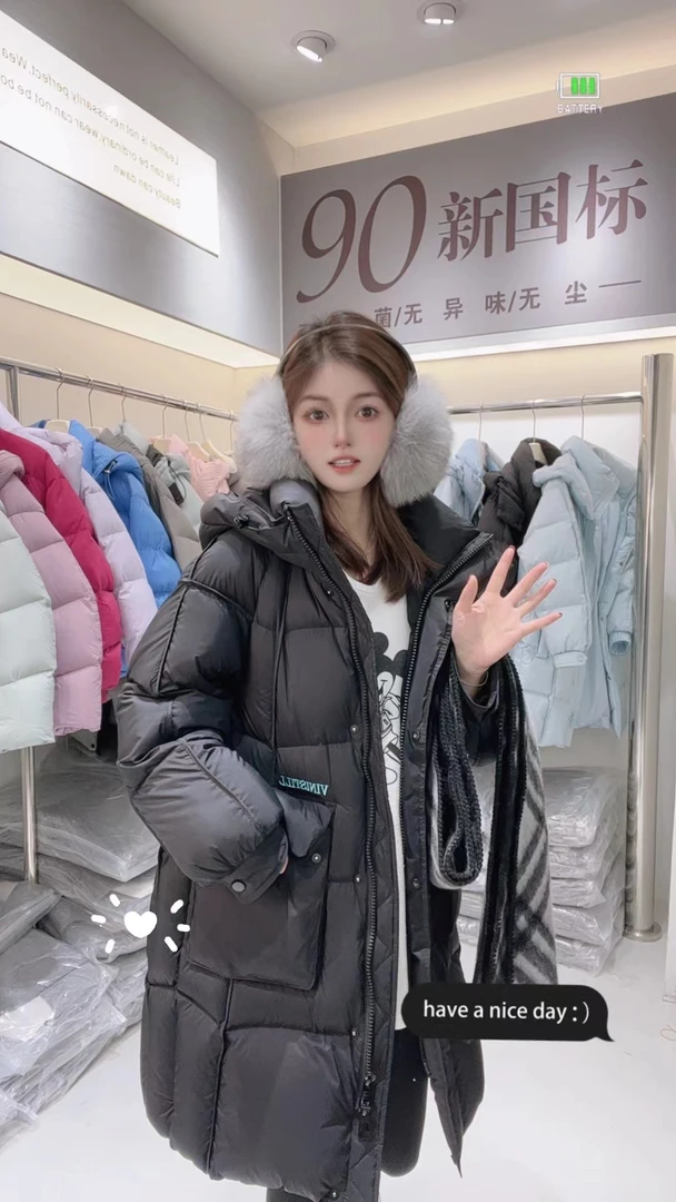 5727百搭时尚 90白鸭绒 连帽大口袋字母刺绣羽绒服外套