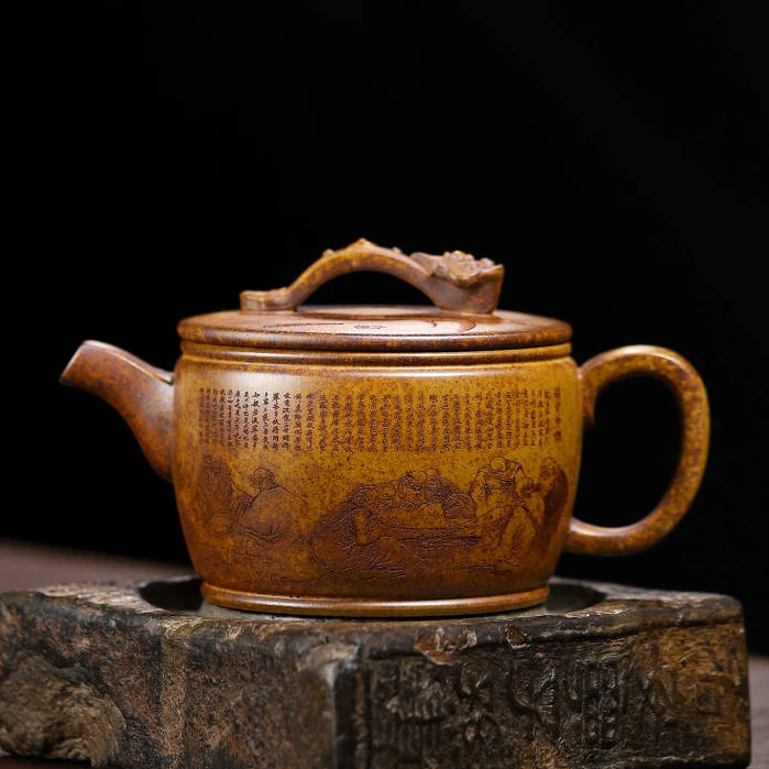 甄选高端手工紫砂茶壶 龙骨金砂 十八罗汉汉瓦 400cc