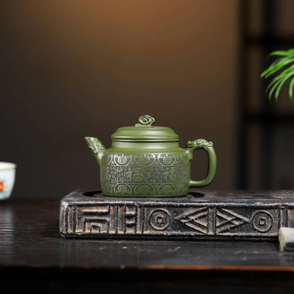 宜兴原矿绿泥 龙德钟 约300毫升 手工制品 高端茶壶 精美茶器