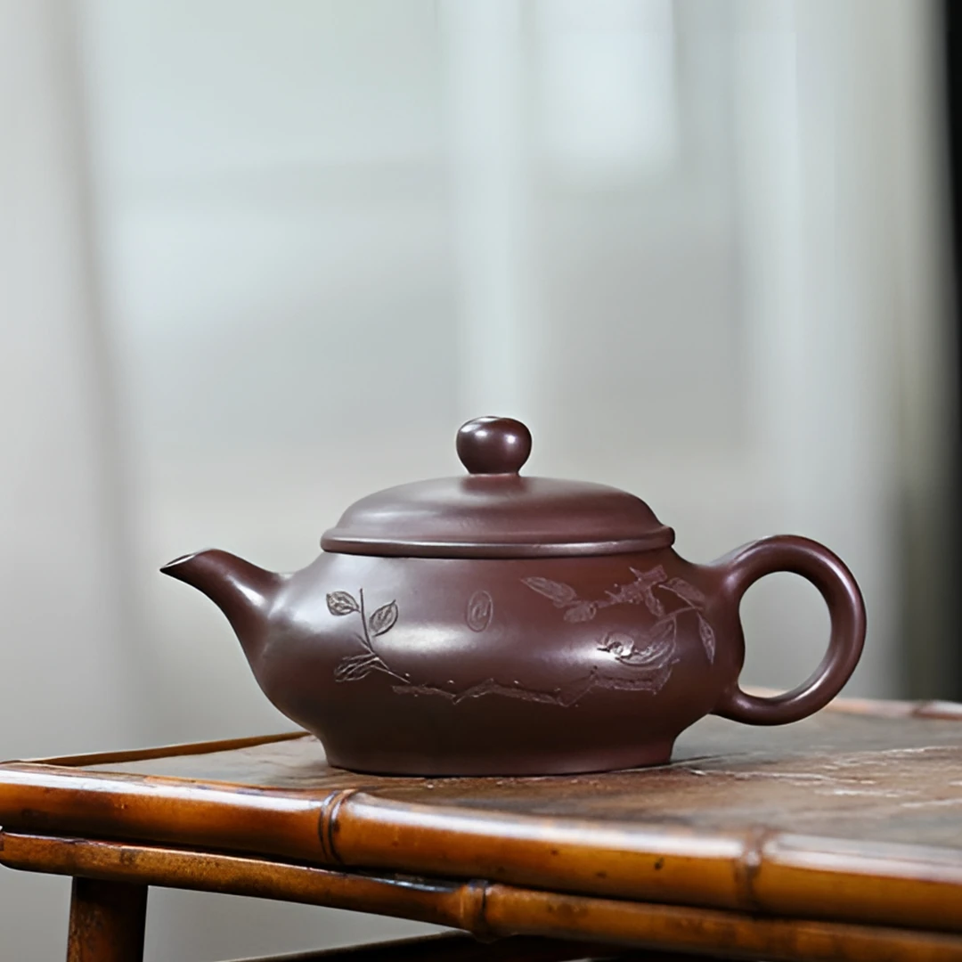 甄选高端手工紫砂茶壶 老紫泥 茶半明炉 约200毫升