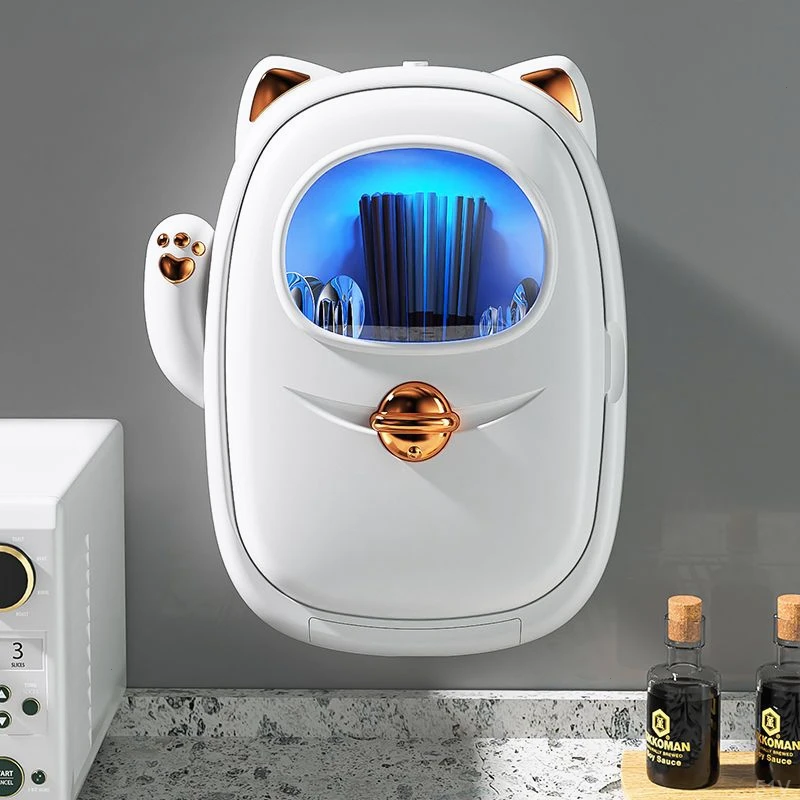 杀菌消毒筷子筒收纳多功能紫外线防霉家用沥水新款挂墙厨房置物架