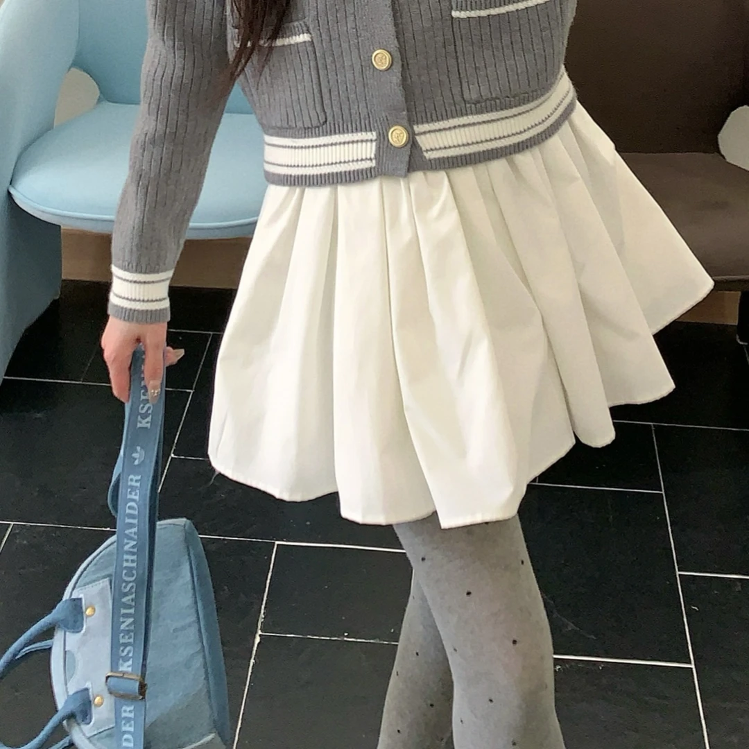 【赵小小yimao】C-7170 芭蕾风高腰百褶蓬蓬防走光设计a字半身裙