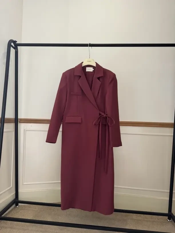 【赵小小yimao】75651 长款系绳系腰绳蝴蝶结西装宽松外套