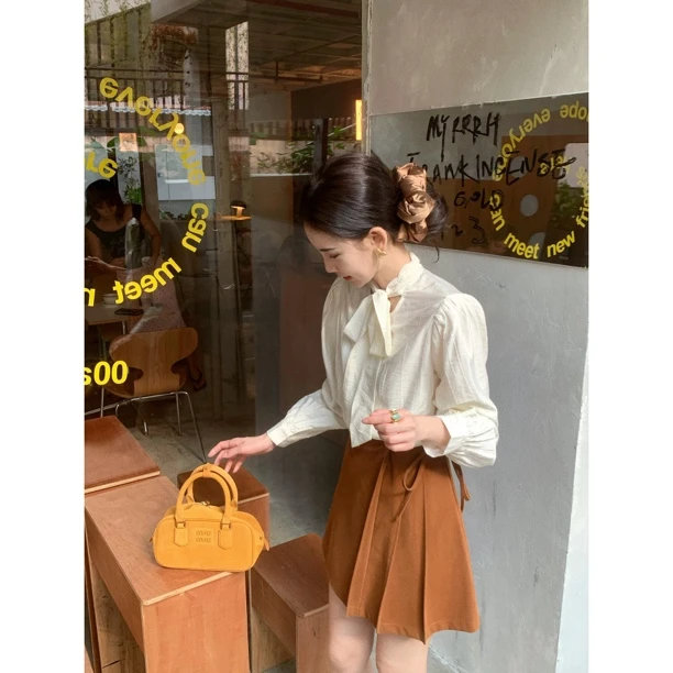 【赵小小yimao】75700 法式绑带领结衬衫高级感小众通勤长袖上衣女