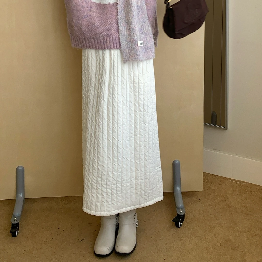 【赵小小yimao】76570 韩式百搭设计感高腰加厚保暖A字夹棉半身裙