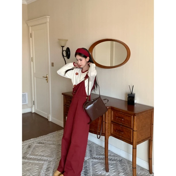 【赵小小yimao】75599 美拉德穿搭牛仔背带宽松显瘦无袖直筒连体裤