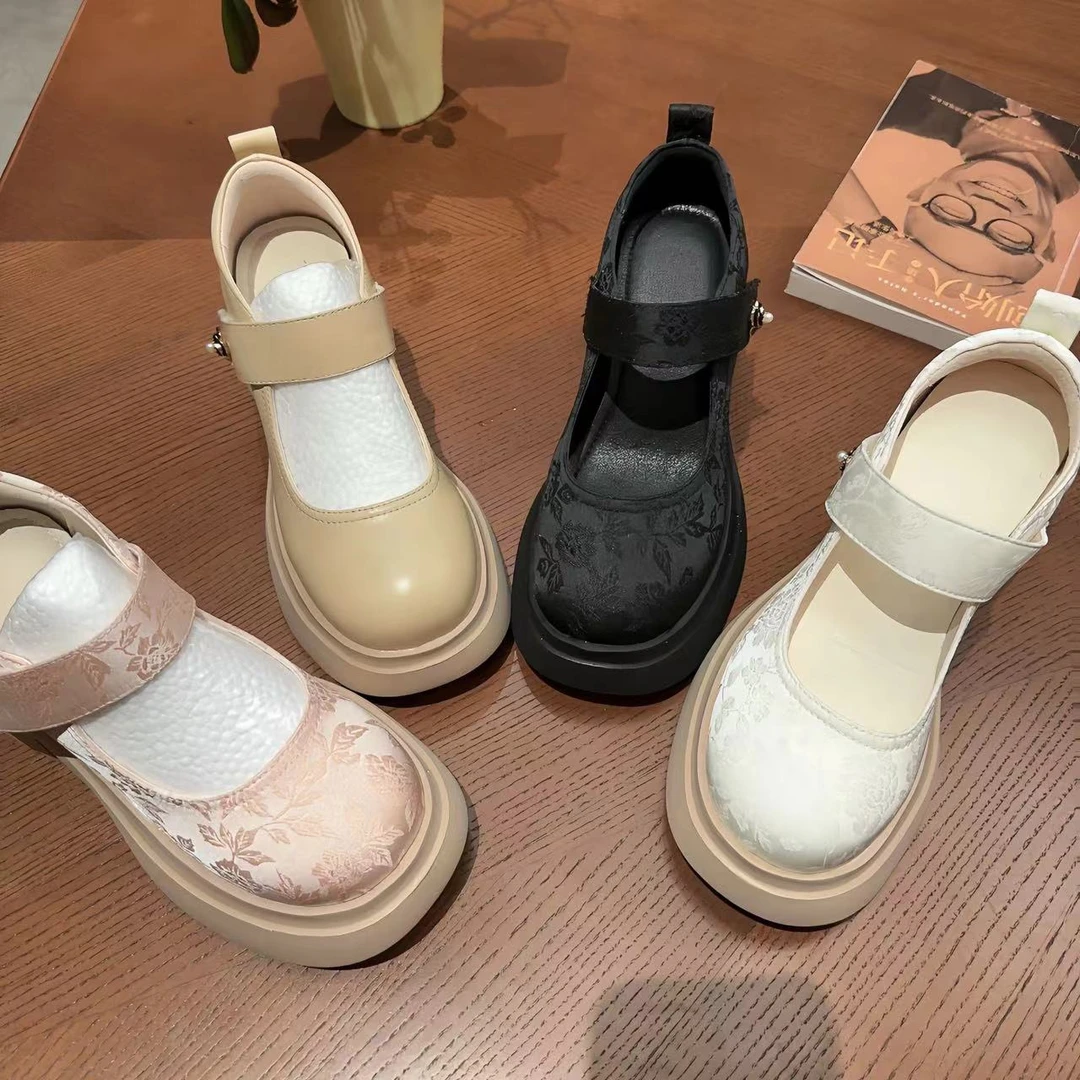 一点五12CM玛丽珍女鞋原创定制新款高跟鞋百搭圆头皮鞋复古鞋子