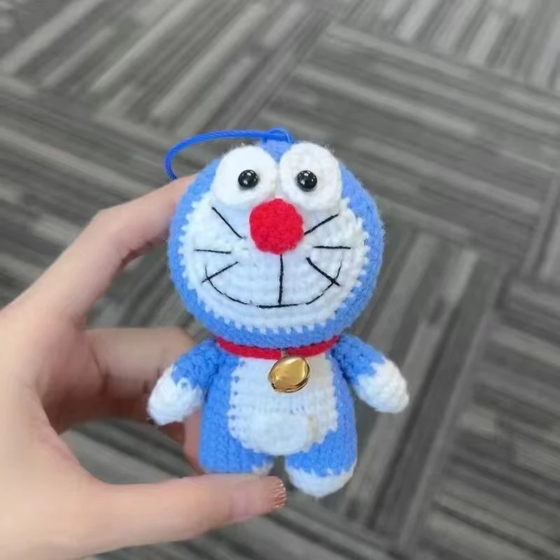 纯手工毛线钩针编织哆啦A梦玩偶挂件钩diy叮当猫钥匙扣挂件送闺蜜