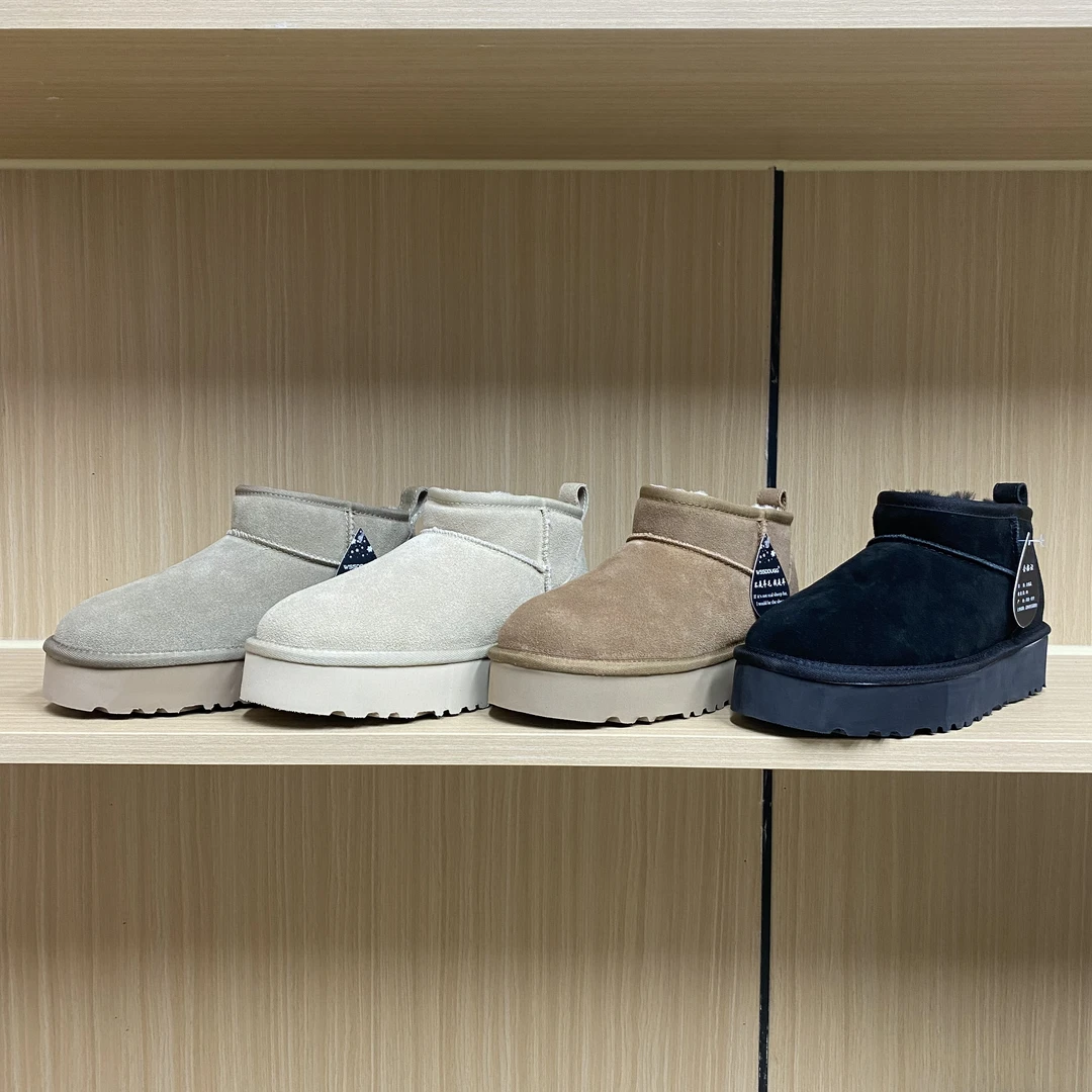 桑坡村羊皮毛一体厚底迷你雪地靴真皮保暖羊毛鞋女款百搭冬季