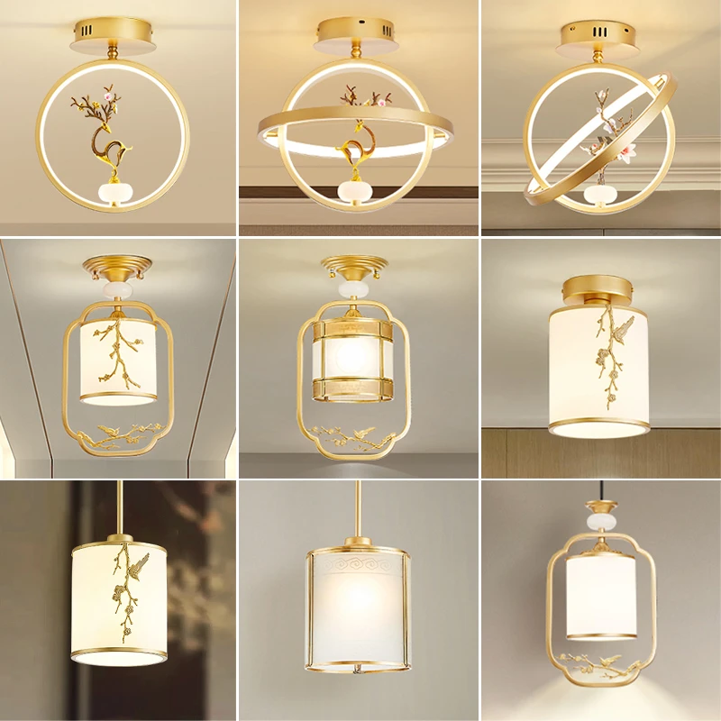 新中式主卧室床头小吊灯过道灯走廊阳台过道灯挑空客厅吊灯