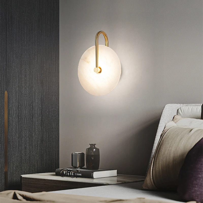 新中式全铜玉石床头壁灯轻奢简约大气客厅房间床头小吊灯tx8801