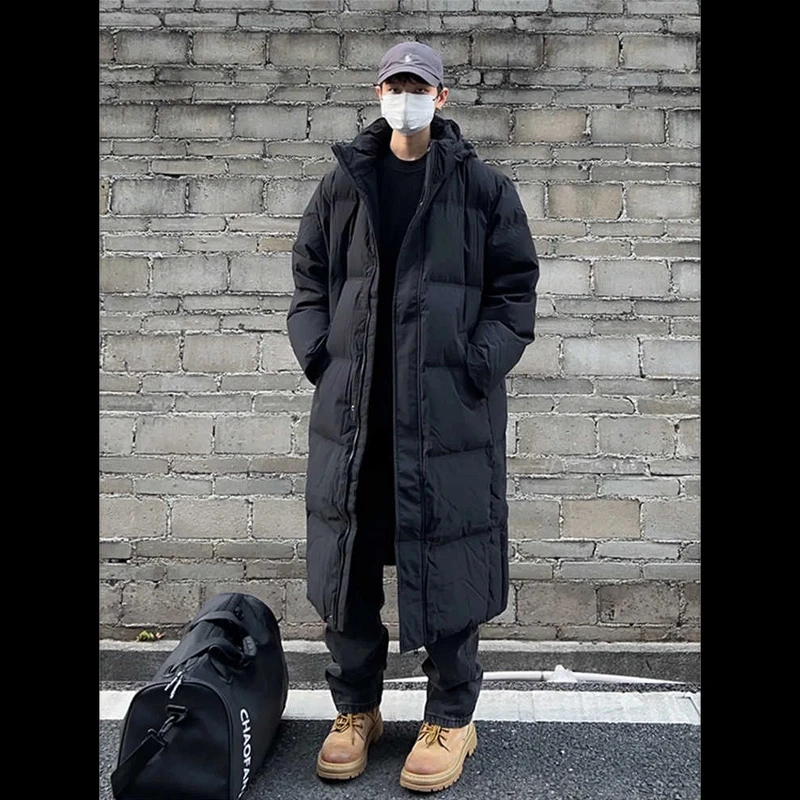 连帽中长款棉服男款冬季防寒体育生穿搭过膝冬训田径棉风衣外套