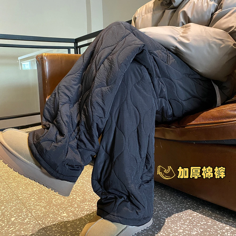 V37校园风加厚棉裤男2025秋冬季ins韩系百搭保暖男士东北外穿裤子