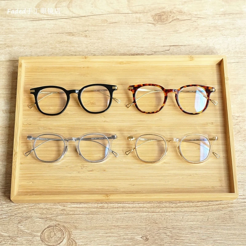 日系复古板材超轻纯钛 潮流男女个性玳瑁手工近视眼镜框架 KMN142