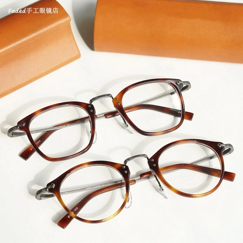 日本复古手工纯钛潮男女近视眼镜架陈奕迅同款圆方框GMS805806