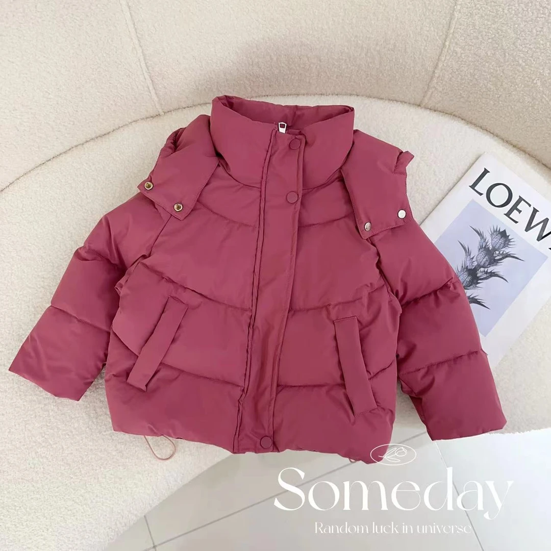 汤圆家童装2024冬季新款韩系甜美百搭乌梅连帽面包棉衣 YA-055