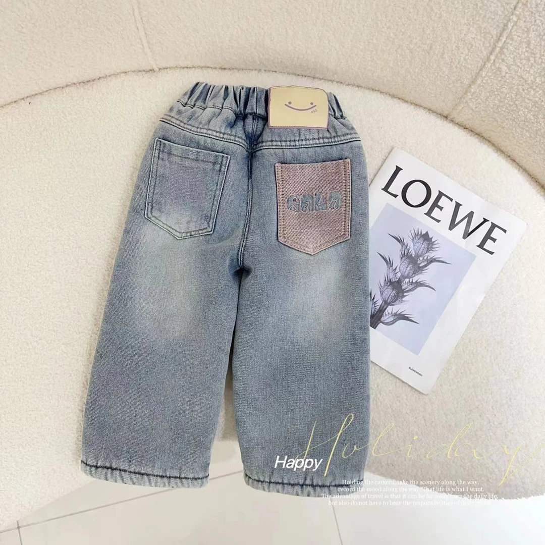 汤圆家童装2024冬季上新韩系后口袋刺绣厚绒百搭裤 YA-531